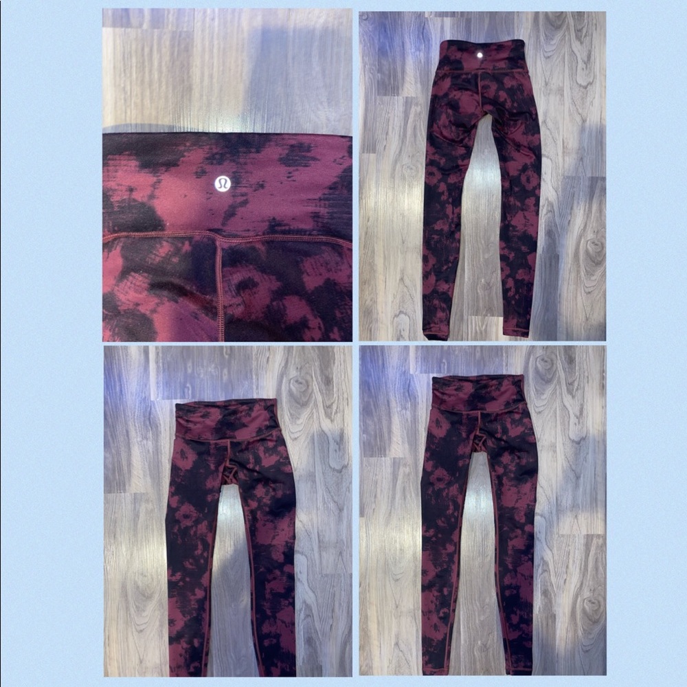 Lululemon Leggings (Tye Dye purple/fuschia and black)